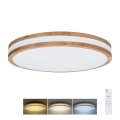 LED Dimmeres mennyezeti lámpa WOODY LED/48W/230V 3000-6500K tölgy Ø 38 cm + távirányító