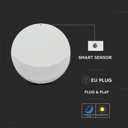 LED Éjjeli fény érzékelővel SAMSUNG CHIP LED/0,5W/230V 65mm 4000K kerek
