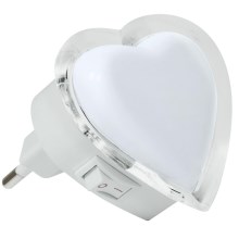 LED Éjjeli fény konnektorba 0,4W/230V fehér szív