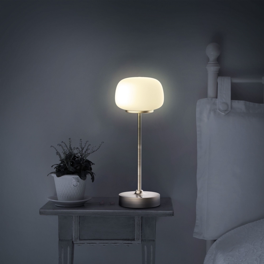 LED érintős asztali lámpa, állítható fényerővel RIMINI LED/2W/5V USB 2000 mAh arany/fehér