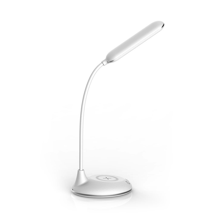 LED érintős, fényerőszabályzós asztali lámpa vezeték nélküli töltéssel LED/4W/5V 3000-6500K fehér