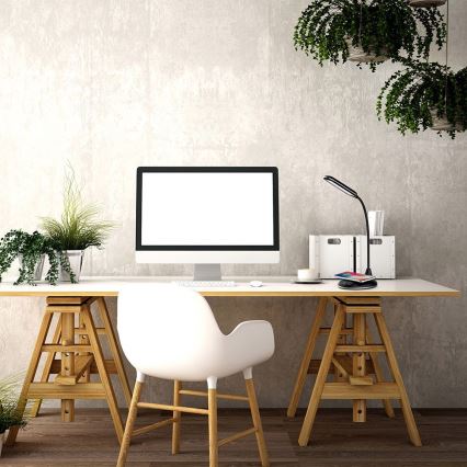 LED érintős, fényerőszabályzós asztali lámpa vezeték nélküli töltéssel LED/4W/5V 3000-6500K fekete