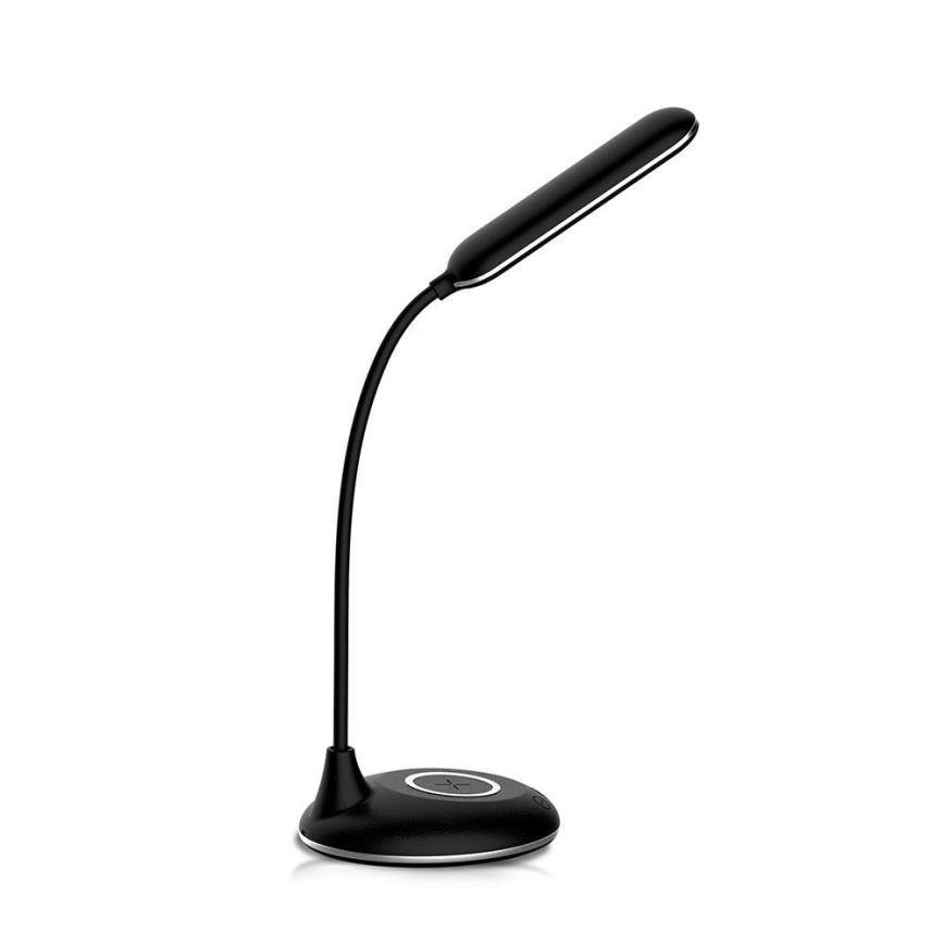 LED érintős, fényerőszabályzós asztali lámpa vezeték nélküli töltéssel LED/4W/5V 3000-6500K fekete