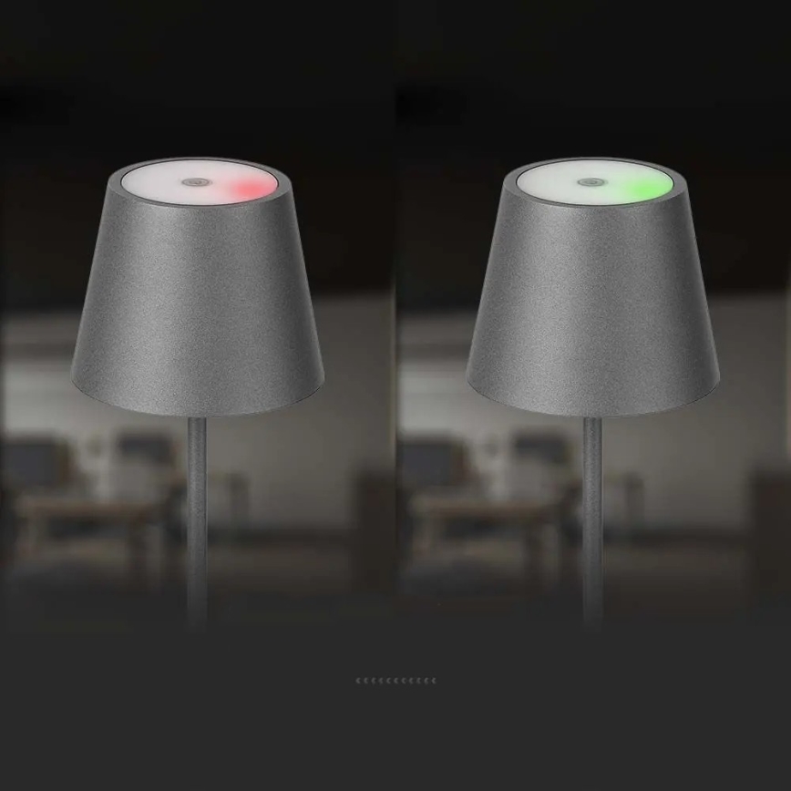LED érintős, tölthető asztali lámpa, állítható fényerővel LED/2W/5V 4400 mAh 3000K IP54 szürke