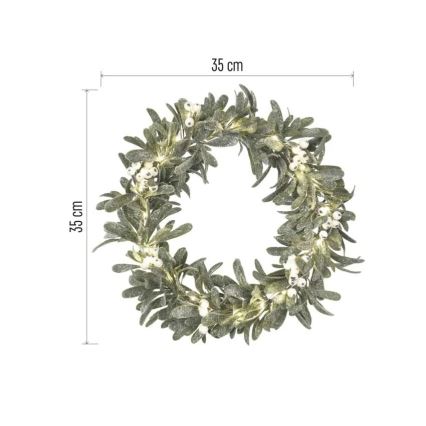 LED-es karácsonyi koszorú 25xLED/3xAA átmérő 35 cm