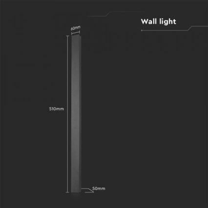 LED-es kültéri fali lámpatest LED/10W/230V 3000K IP65 51 cm antracit