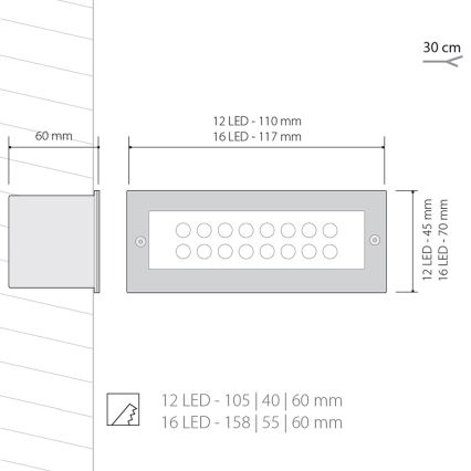 Panlux ID-A04/T - LED Kültéri lámpa INDEX 12 LED 1x12LED/1W/230V