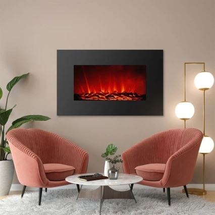 LED Fali elektromos kandalló fűtéssel LED/2000W/230V 56x88 cm