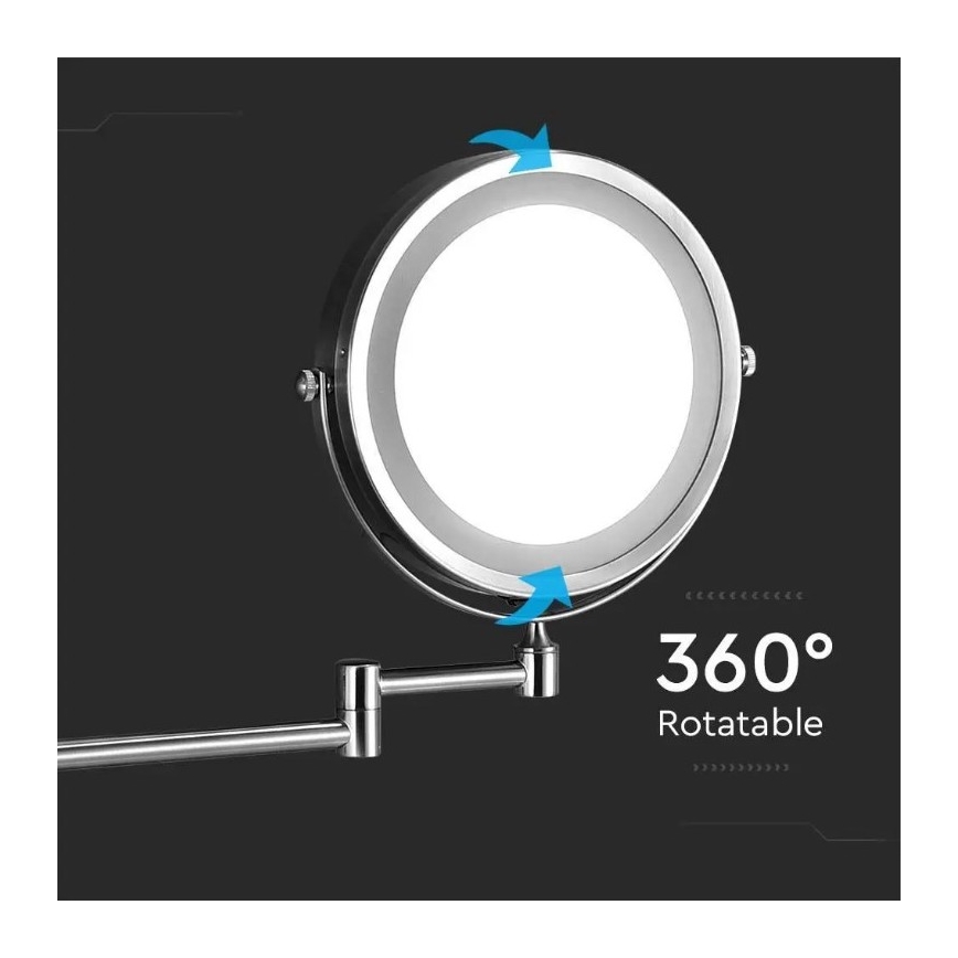LED Fali kozmetikai tükör LED/3W/6V 4xAA IP44