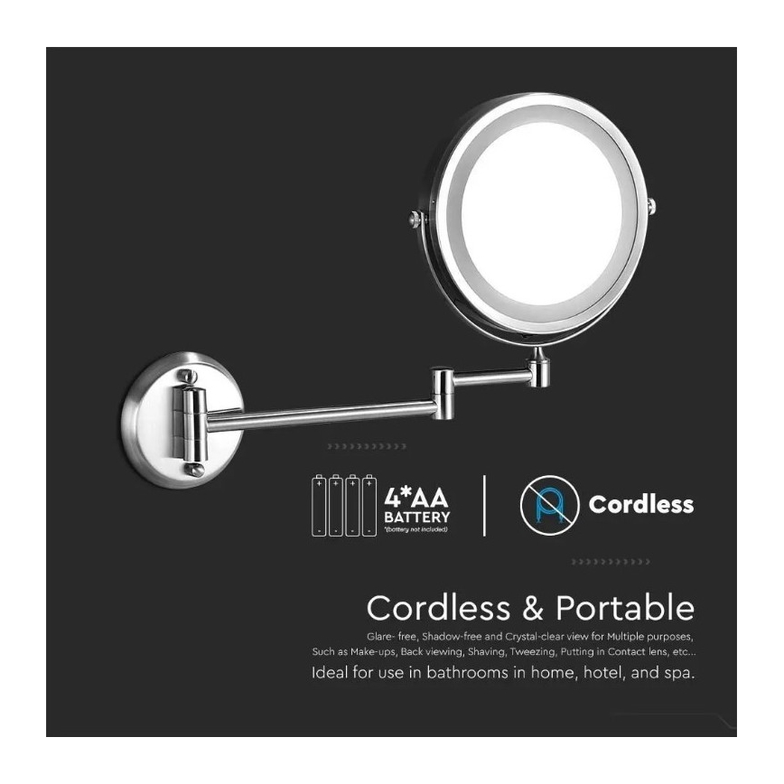 LED Fali kozmetikai tükör LED/3W/6V 4xAA IP44