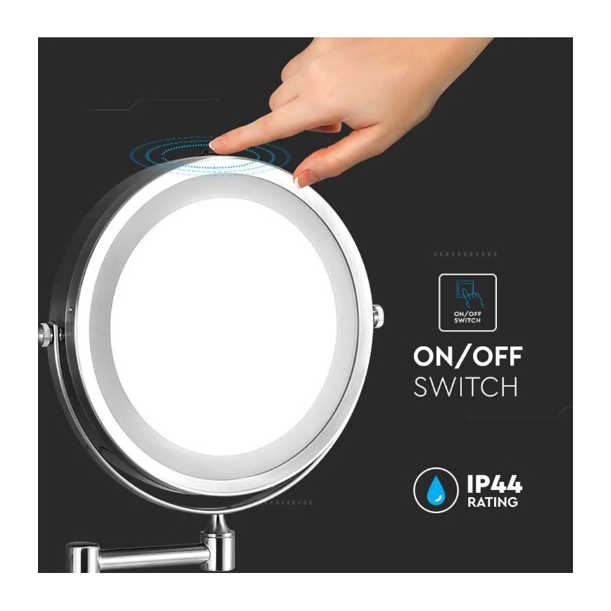 LED Fali kozmetikai tükör LED/3W/6V 4xAA IP44