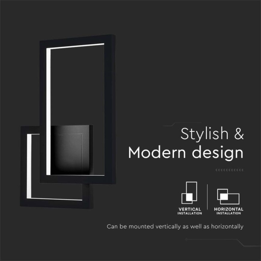 LED Fali lámpa LED/20W/230V 4000K fekete