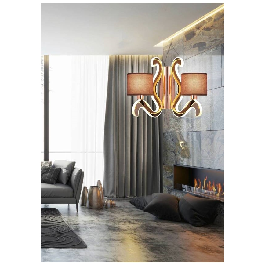 LED fali lámpa AMBROSIA 2xE14/40W/230V + LED/12,3W réz