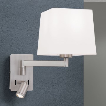 LED Fali lámpa CARLTON 1xE27/40W/230V + LED/3W fehér/matt króm