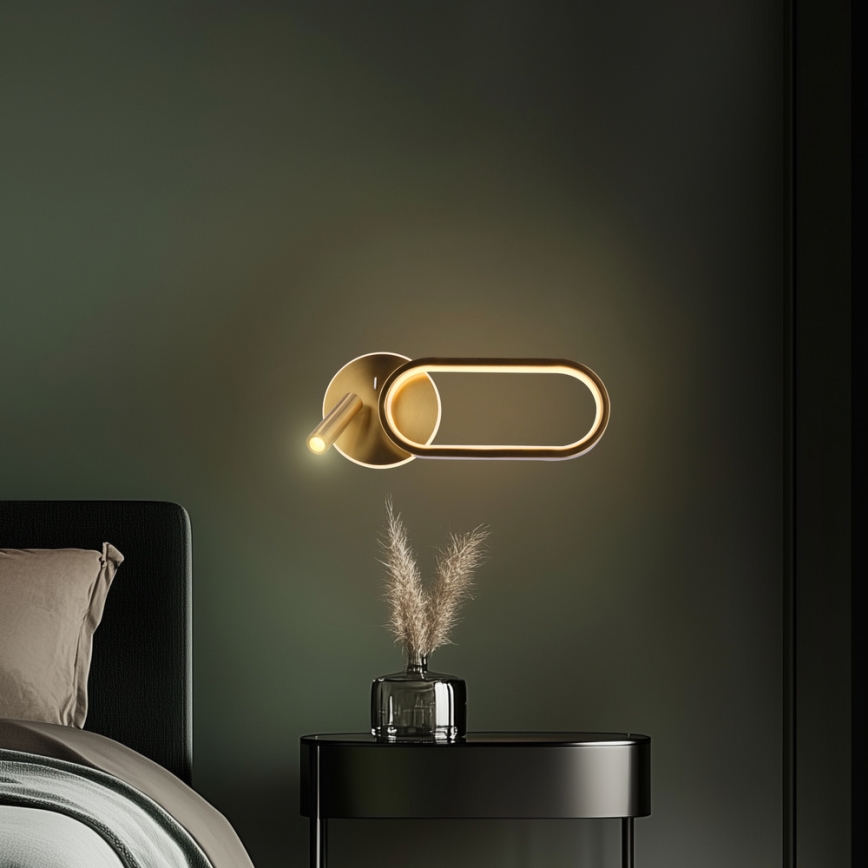 LED Fali lámpa MONET LED/13W/230V + LED/2W 3000/4000/6000K arany
