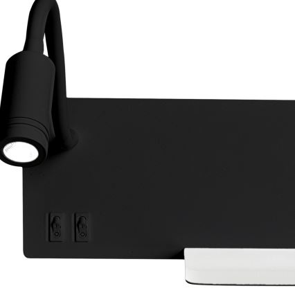 LED fali lámpa SHELF LED/4W+LED/5W+LED/2W/230V fekete