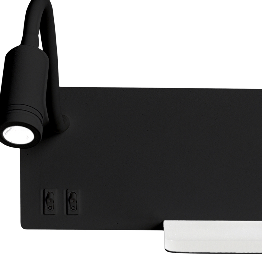 LED fali lámpa SHELF LED/4W+LED/5W+LED/2W/230V fekete