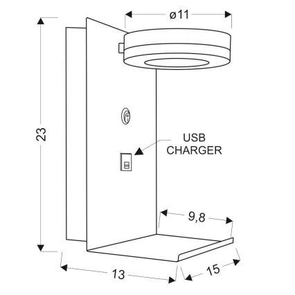 LED fali lámpa töltővel COMPACT LED / 4W / 230V