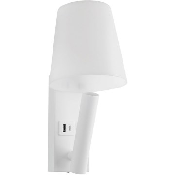 LED fali lámpa USB-porttal LED/2W/230V 3000K fehér
