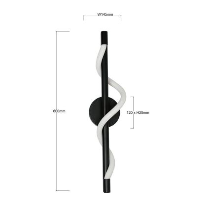 LED fali lámpatest MELECA LED/12W/230V 3000/4000/6000K fekete