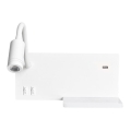 LED fali lámpatest SHELF LED/4W+LED/5W+LED/2W/230V + USB-port, fehér