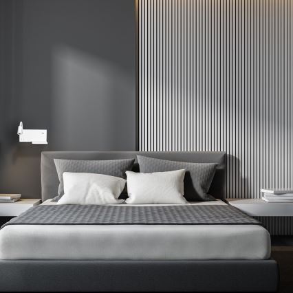 LED fali lámpatest SHELF LED/4W+LED/5W+LED/2W/230V + USB-port, fehér