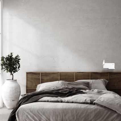 LED fali lámpatest SHELF LED/4W+LED/5W+LED/2W/230V + USB-port, fehér