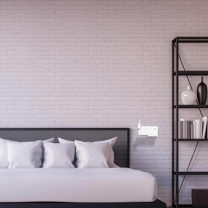 LED fali lámpatest SHELF LED/4W+LED/5W+LED/2W/230V + USB-port, fehér