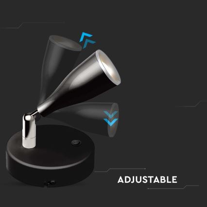 LED Fali spotlámpa kapcsolóval LED/4,5W/230V 4000K fekete