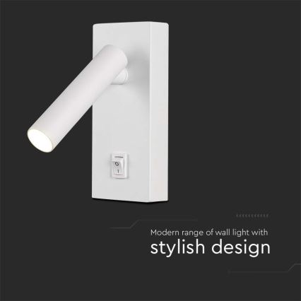 LED Fali spotlámpa kapcsolóval LED/2W/230V 3000K fehér