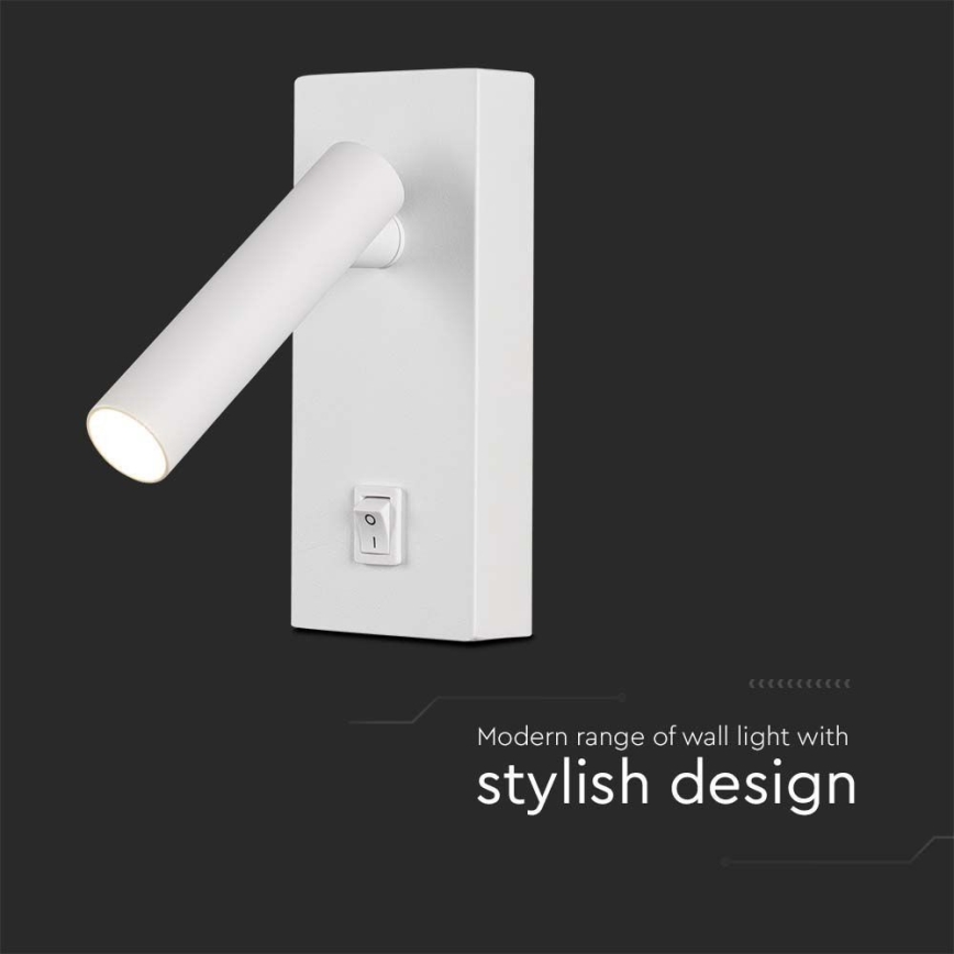 LED Fali spotlámpa kapcsolóval LED/2W/230V 3000K fehér