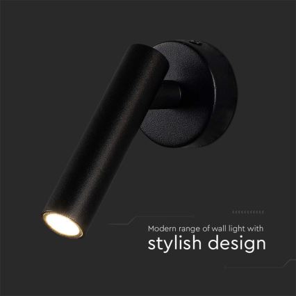 LED Fali spotlámpa LED/2W/230V 3000K fekete