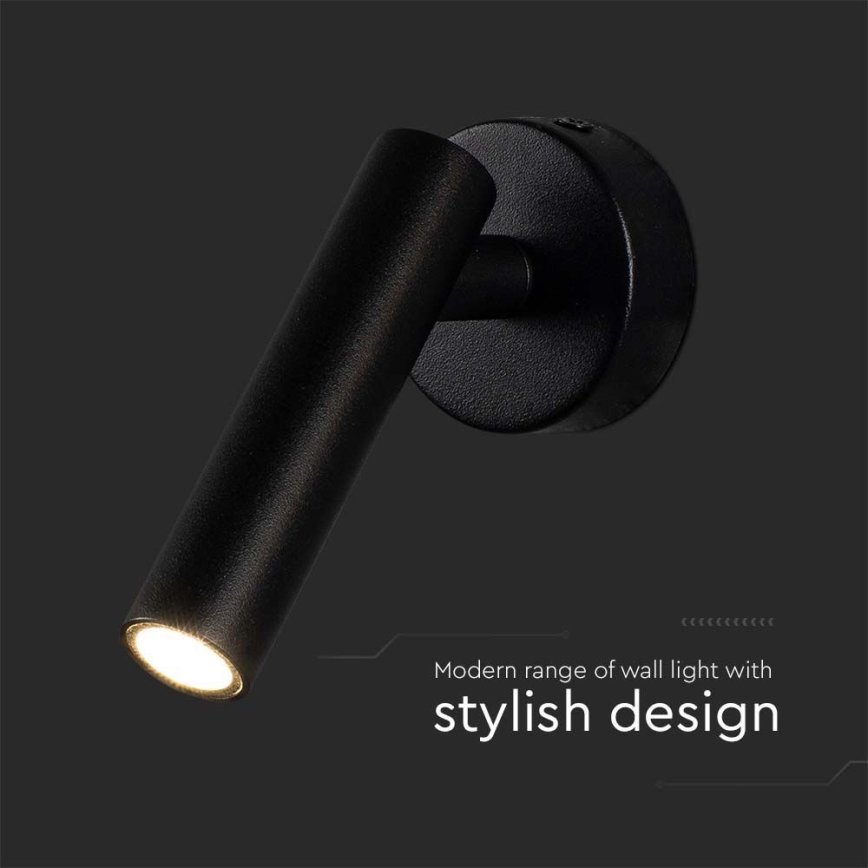 LED Fali spotlámpa LED/2W/230V 3000K fekete