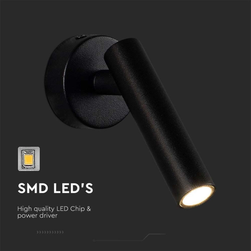 LED Fali spotlámpa LED/2W/230V 3000K fekete