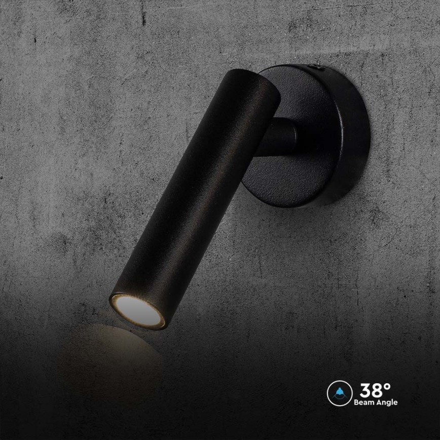 LED Fali spotlámpa LED/2W/230V 3000K fekete