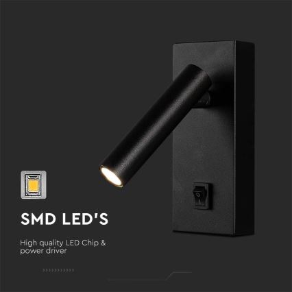 LED Fali spotlámpa LED/2W/230V 4000K fekete