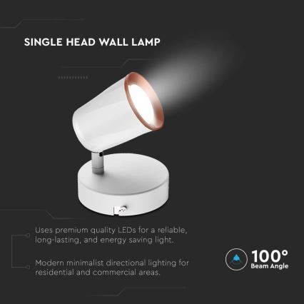 LED fali spotlámpa LED/5W/230V 3000K fehér