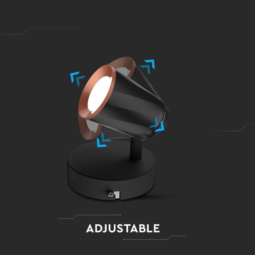 LED fali spotlámpa LED/5W/230V 3000K fekete