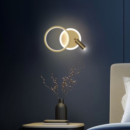 LED fali spotlámpa MONET LED/15W/230V arany