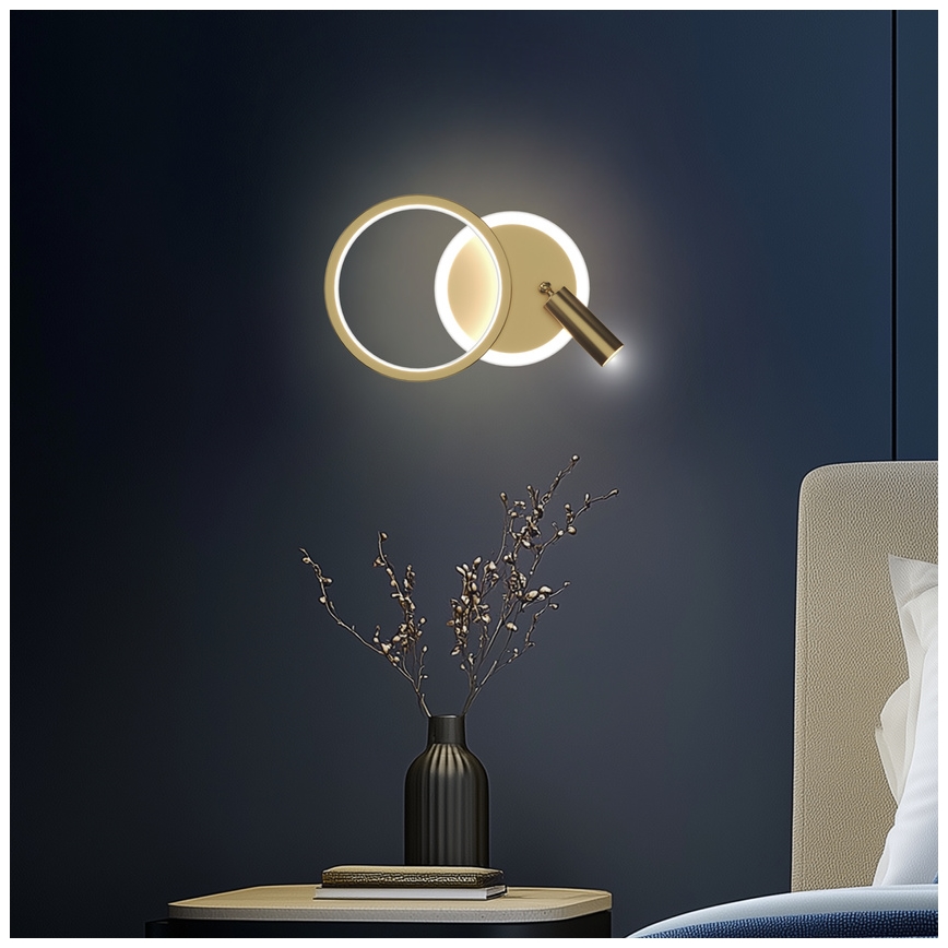 LED fali spotlámpa MONET LED/15W/230V arany