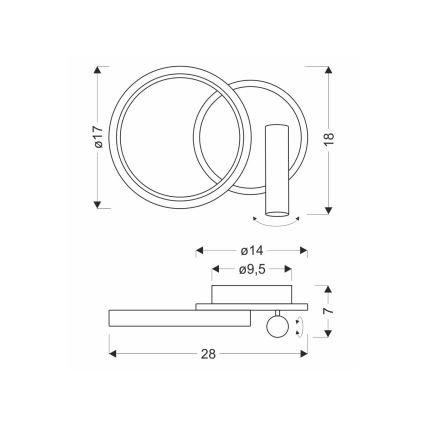 LED fali spotlámpa MONET LED/16W/230V fekete
