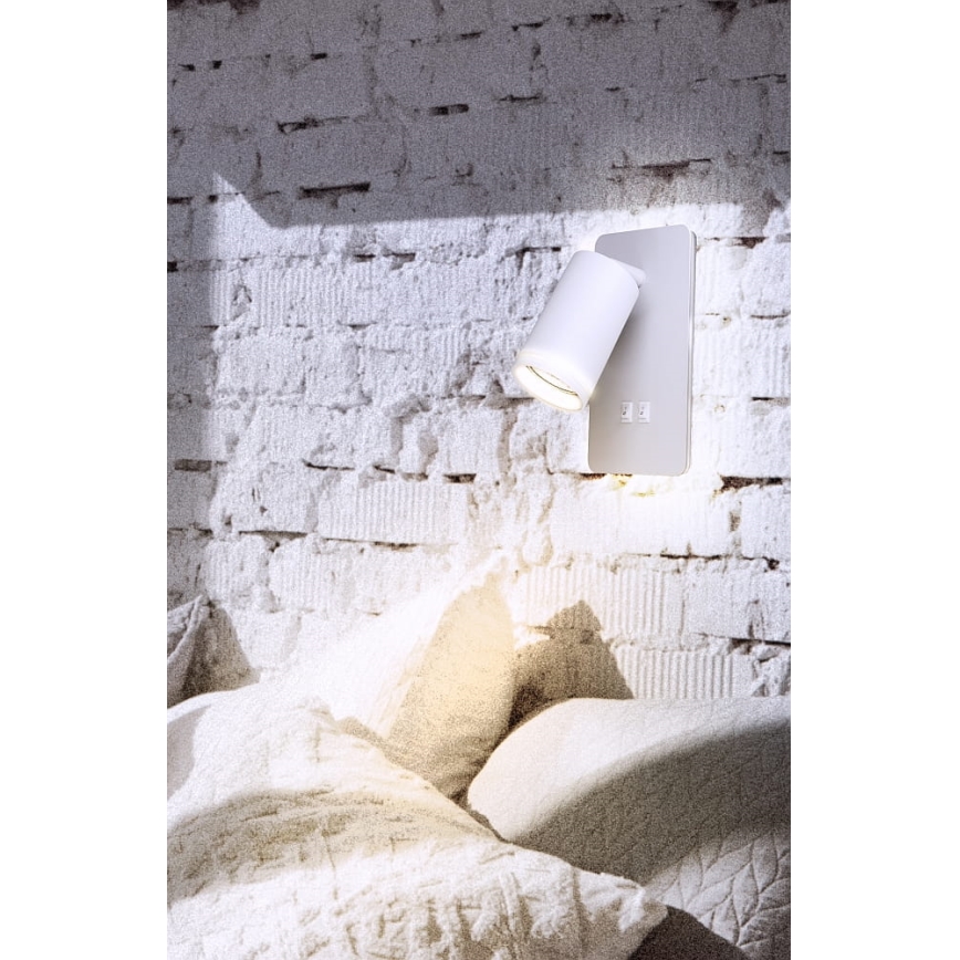 LED Fali spotlámpa PARIS 1xGU10/10W/230V + LED/6W/230V fehér