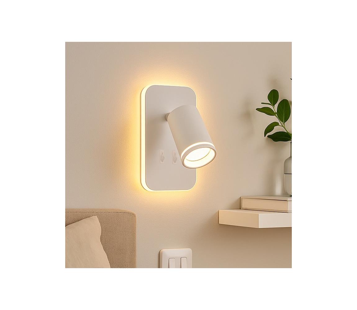 LED fali spotlámpa PIPE 1xGU10/10W/230V + LED/6W fehér ML2082