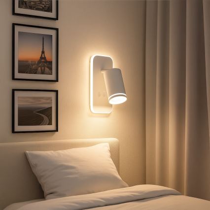 LED fali spotlámpa PIPE 1xGU10/10W/230V + LED/6W fehér