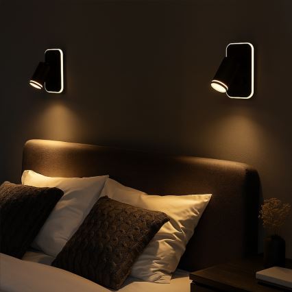 LED fali spotlámpa PIPE 1xGU10/10W/230V + LED/6W fekete