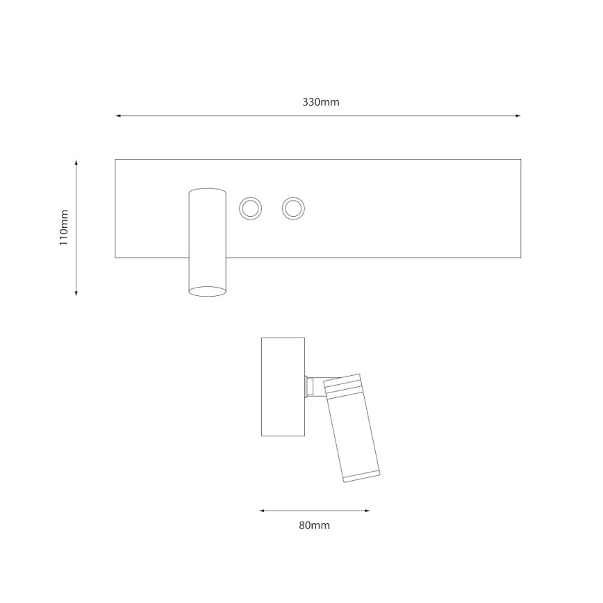LED fali spotlámpa RESORT, LED/10W/230V + LED/3W, fehér, baloldali