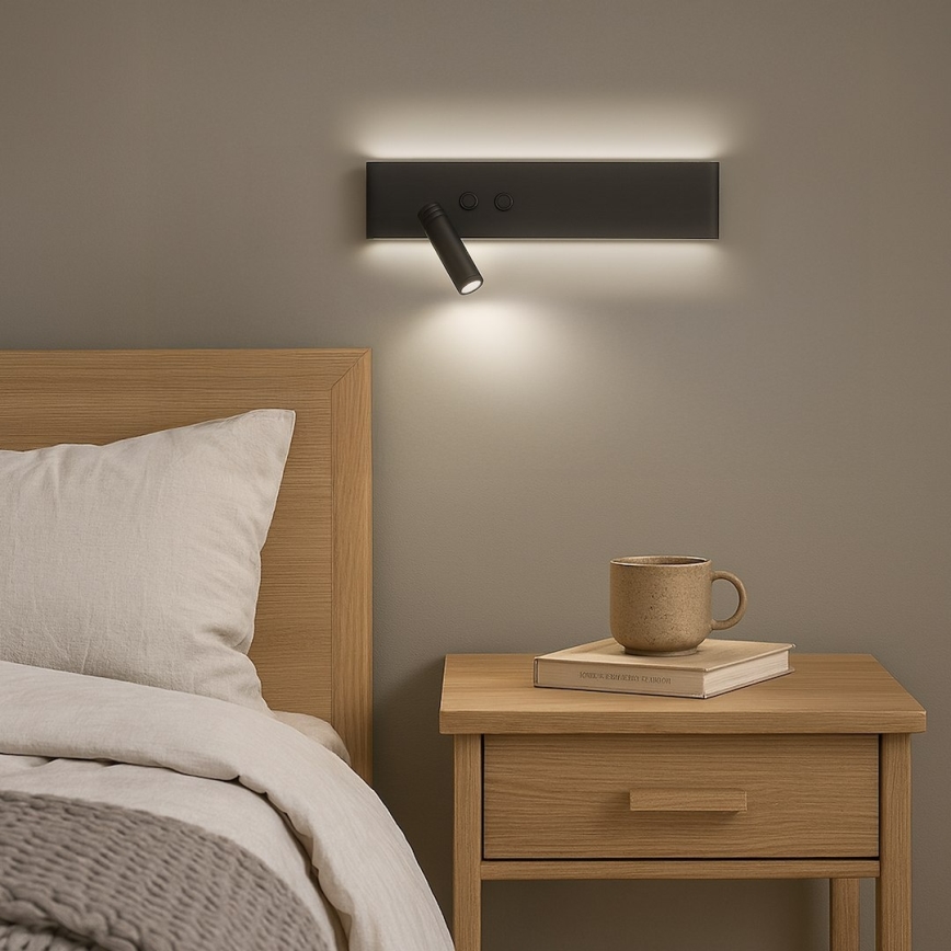LED fali spotlámpa RESORT LED/10W/230V + LED/3W, fekete, bal oldali