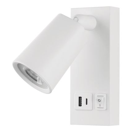 LED Fali spotlámpa USB-vel CHARGE LED/5W/230V fehér