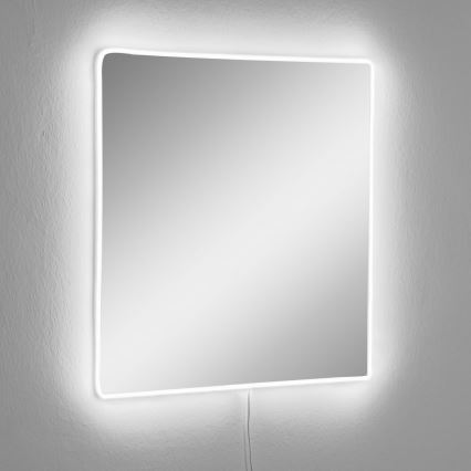 LED Fali tükör háttérvilágítással SQUARE 50x50 cm fehér