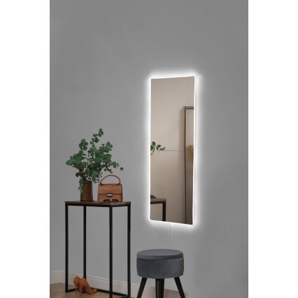 LED Fali tükör világítással RECTANGULAR 80x20 cm fehér